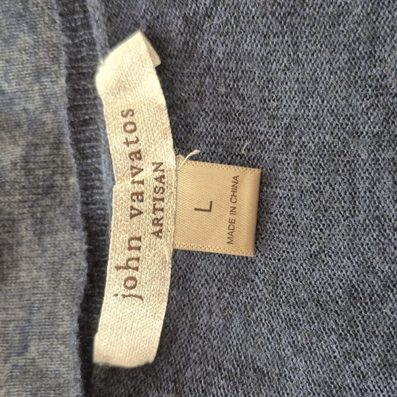 NWOT John Varvatos Artisan Pete Crew Silk Cashmere Blend Sweater Sz L Navy Blue - Picture 10 of 12